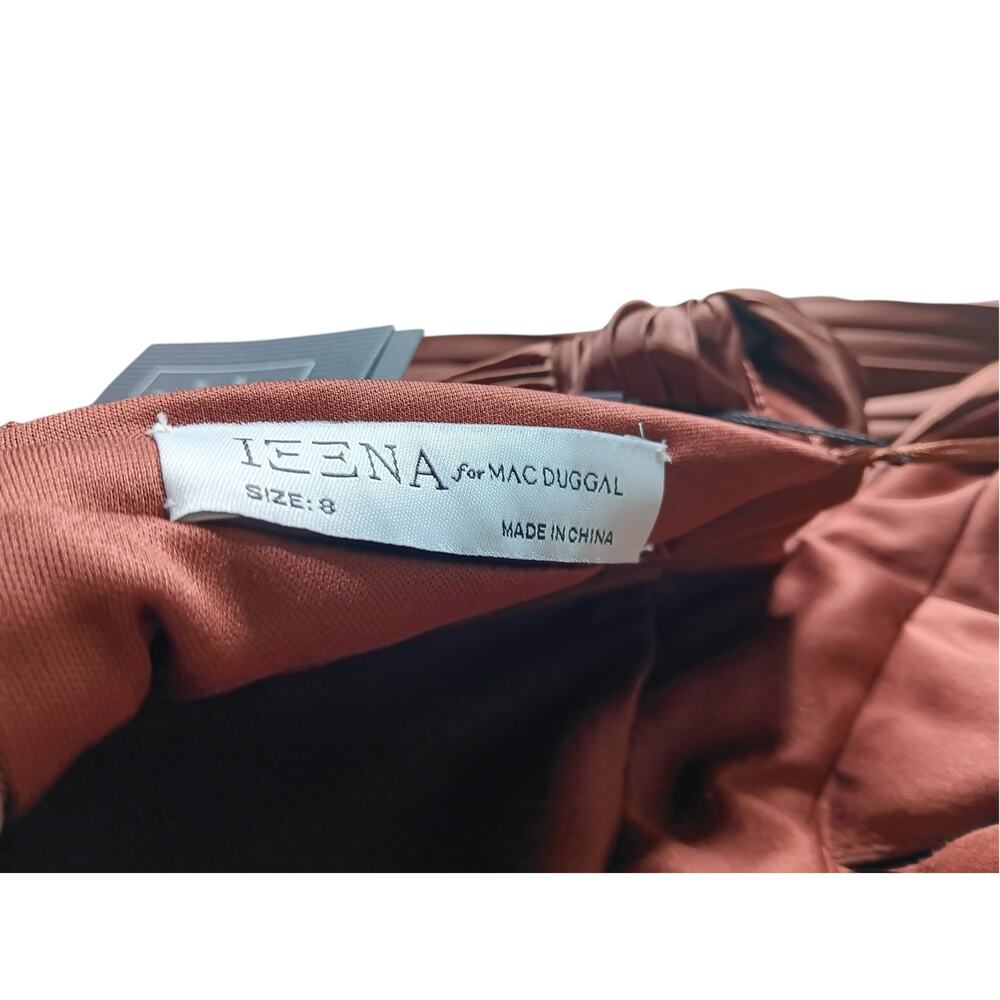 New with Tags Mac Duggal 26737 Brown Pleated Cutout Gown Long Sleeve Size 8 - Picture 13 of 16